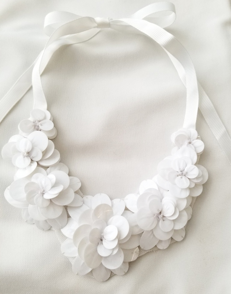 Sequin Flower Collar Necklace