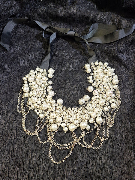 Handmade Beaded Pearl & Chain Necklace