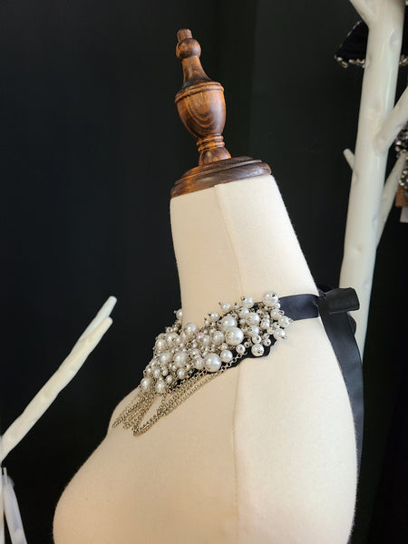 Handmade Beaded Pearl & Chain Necklace